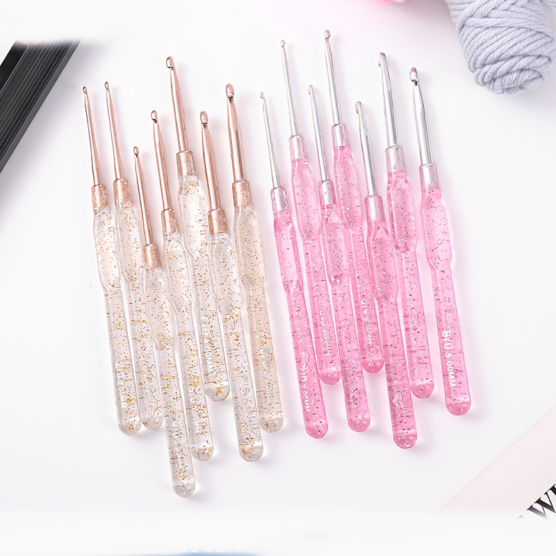 Resin Glitter Pack - مجموعة إبر كروشيه شفافة لامعة من