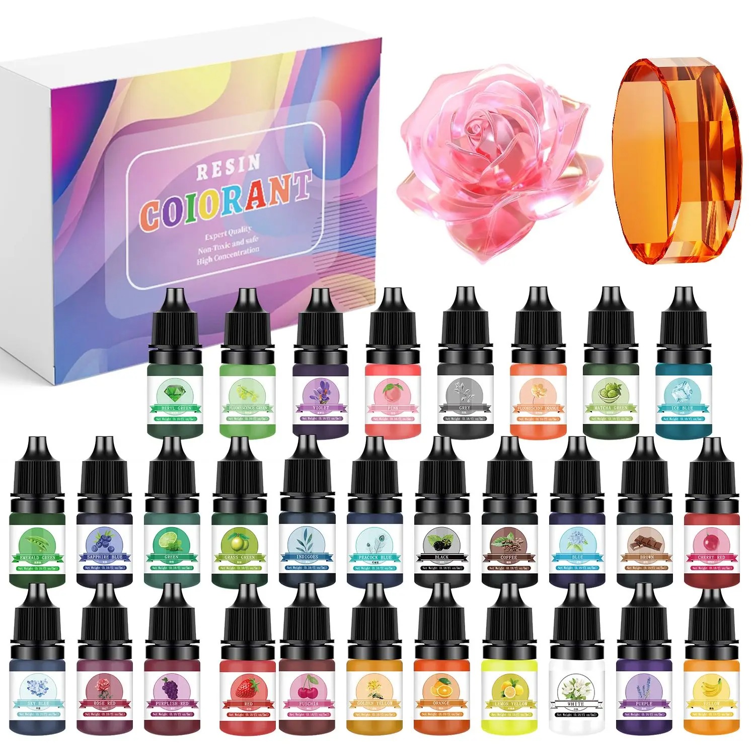 Epoxy Uv Resin Kit - 30 ألوان 5 مللي الايبوكسي الراتنج