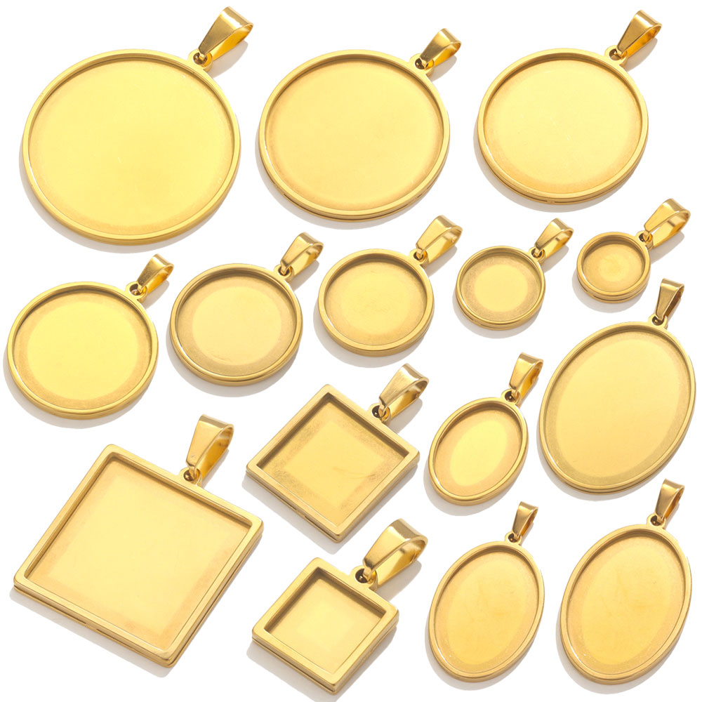 Bezels Set Pendant - صينية أساس كابوشون بدلاية من الفولاذ