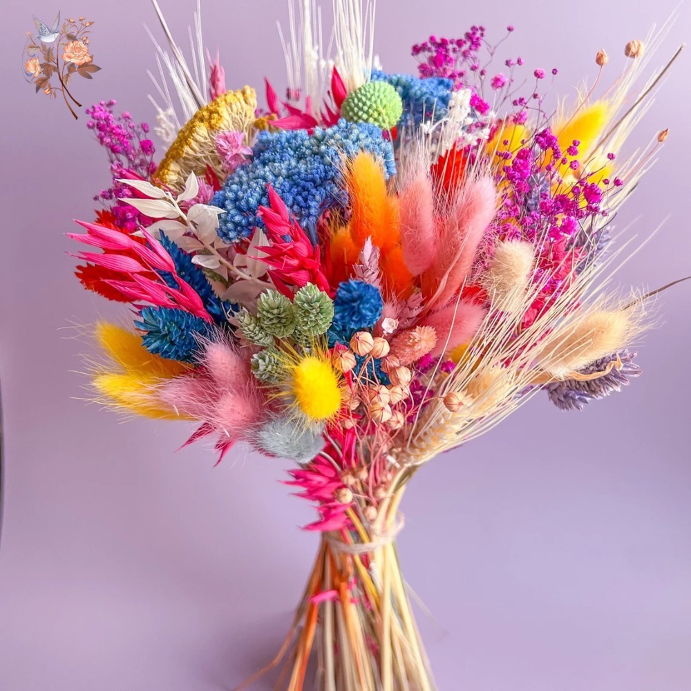 Dried Flower Bulk - الزهور المجففة الملونة باقة الزفاف للعروس