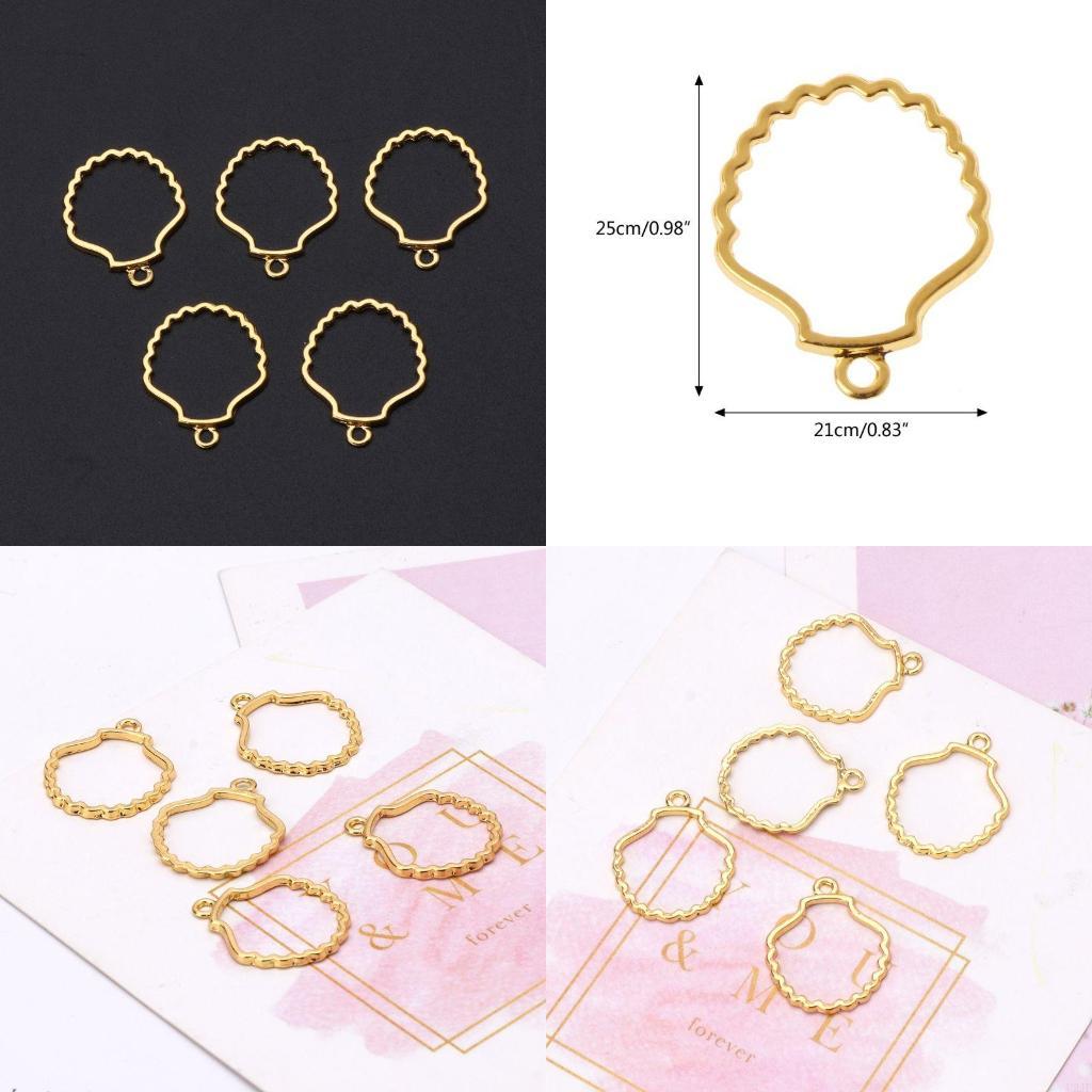 Bezels Set Pendant - 5 قطع لإطار فارغ مجوف ومفتوح