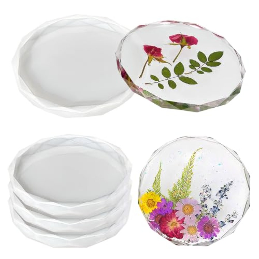 Geode Mold Silicone - 4 قوالب سيليكون لصنع حاملات الأكواب