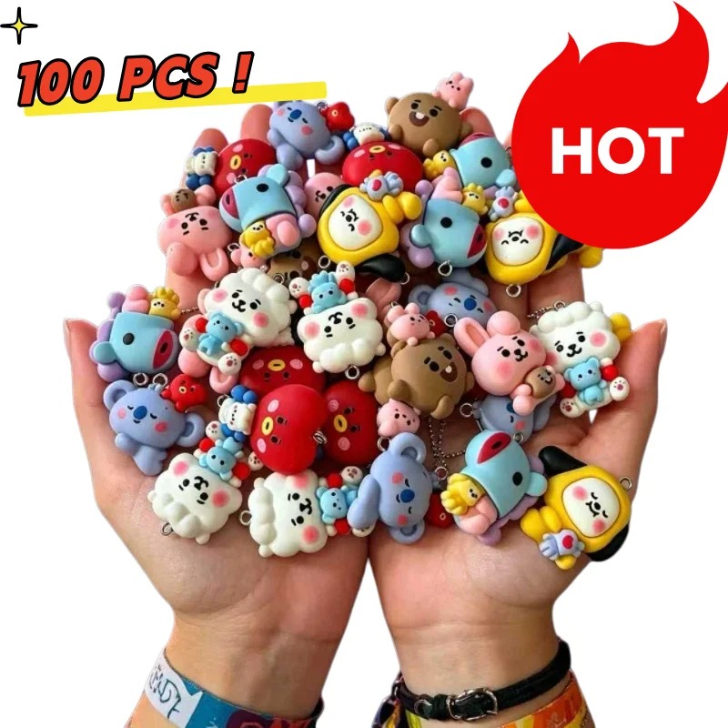 Resin Craft Material - 7 قطع من إكسسوارات BT21 الكرتونية
