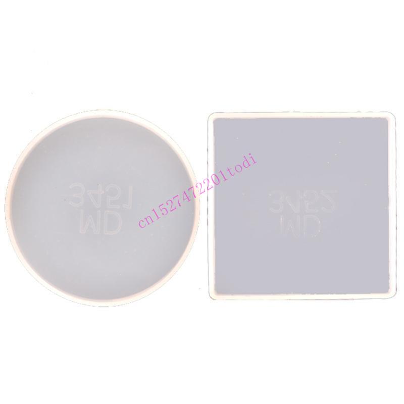 Geode Mold Silicone - 2 قطعة مستديرة مربع كوستر الراتنج
