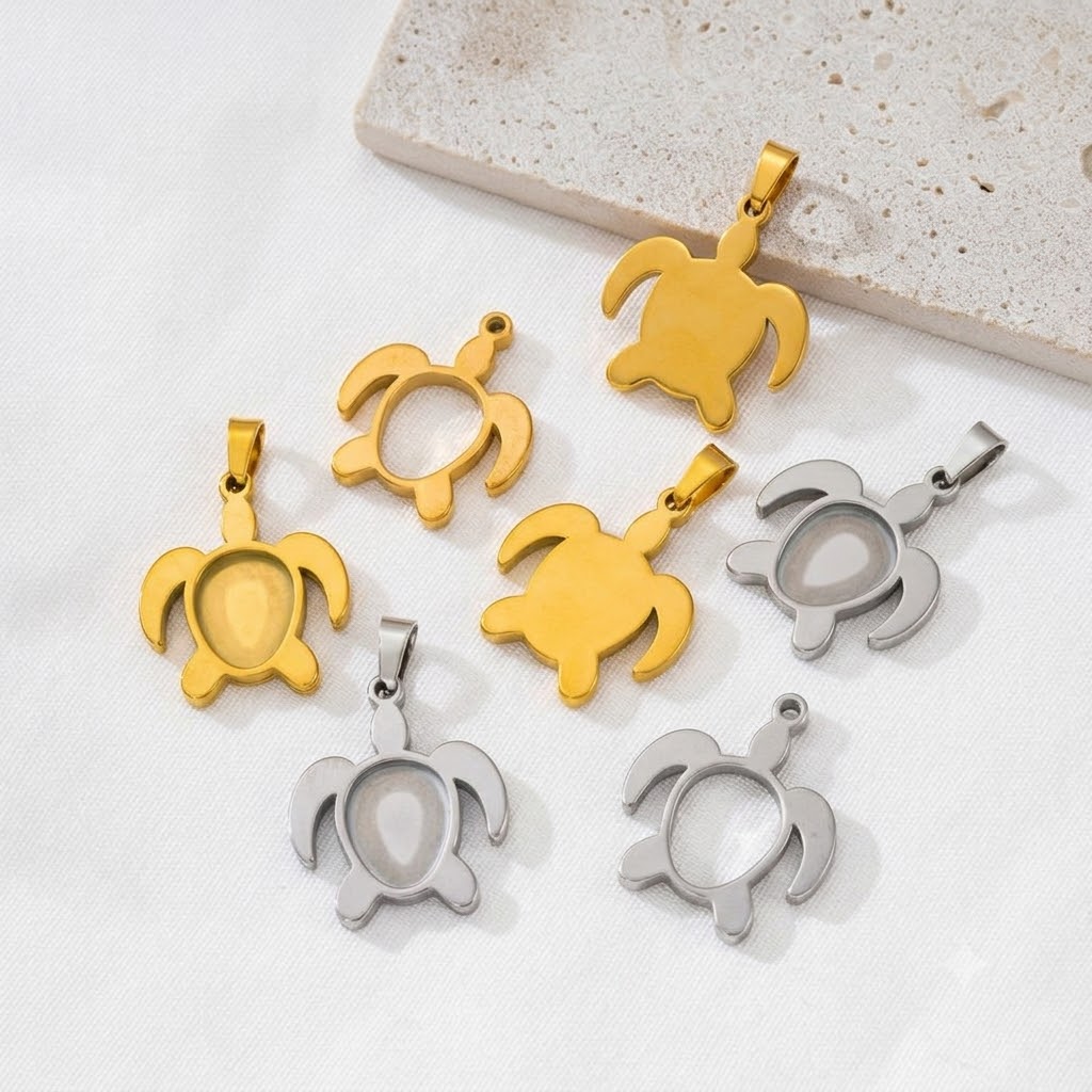 Bezels Set Pendant - 5 قطع/مجموعة قواعد كابوشون من الفولاذ