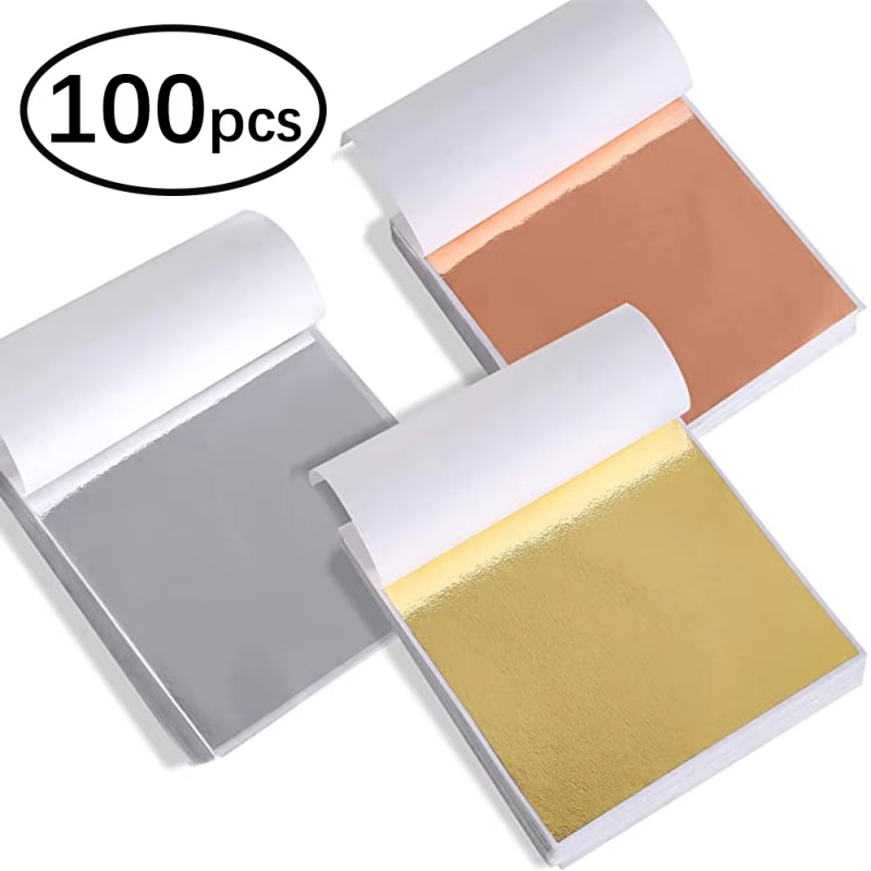 Gold Foil Flakes - 100 قطعة من ورق الذهب والفضة
