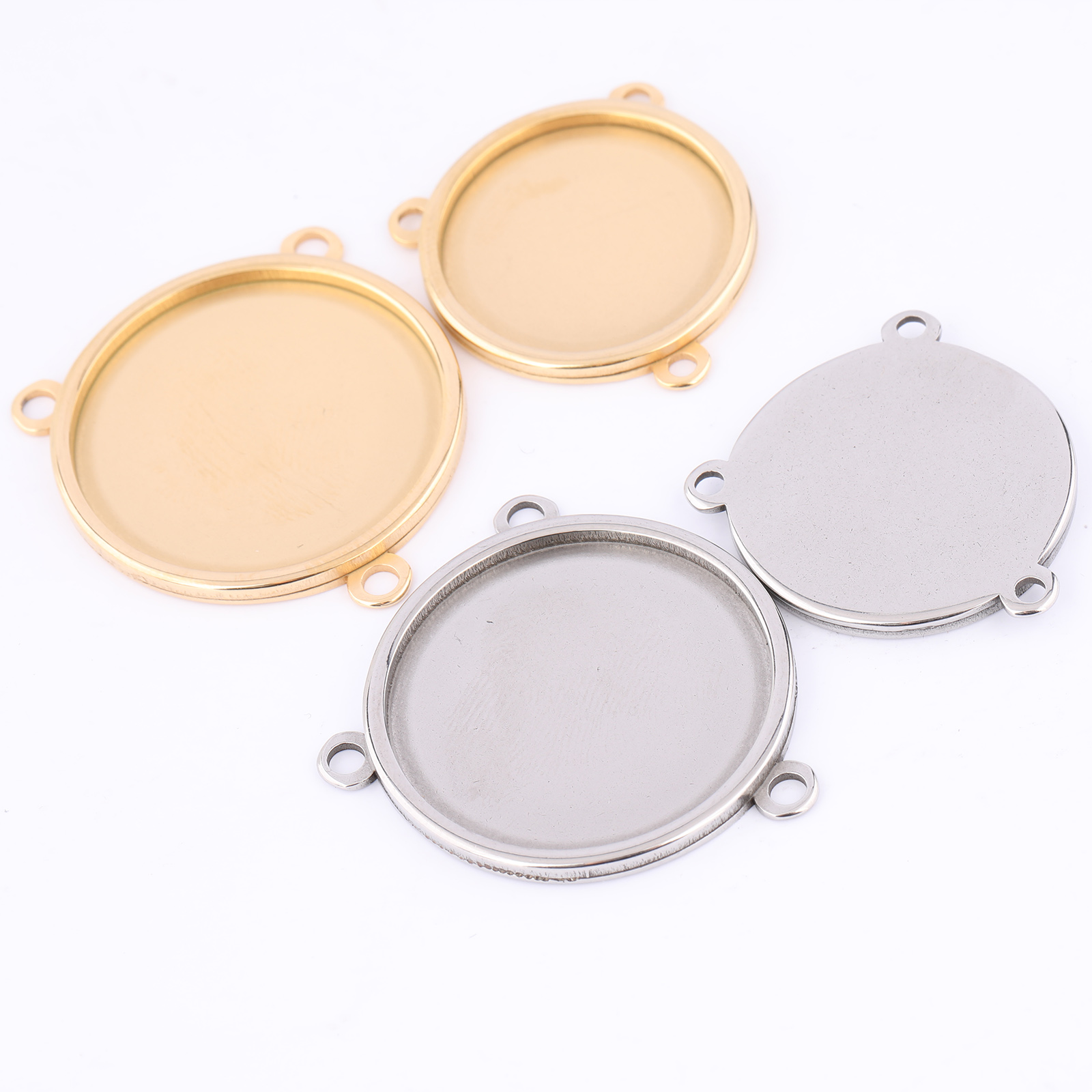 Bezels Set Pendant - 5 قطعة الفولاذ المقاوم للصدأ مطلية