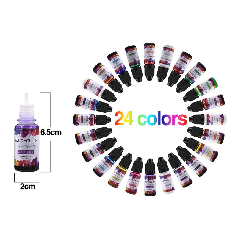 24 لون/مجموعة 10 مللي الصباغ ا - مراجعة Resin Dye Alcohol وسعره