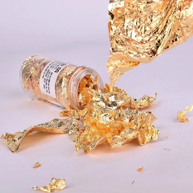 رقائق رقائق معدنية ، رقائق ذهب - مراجعة Gold Foil Flakes وسعره