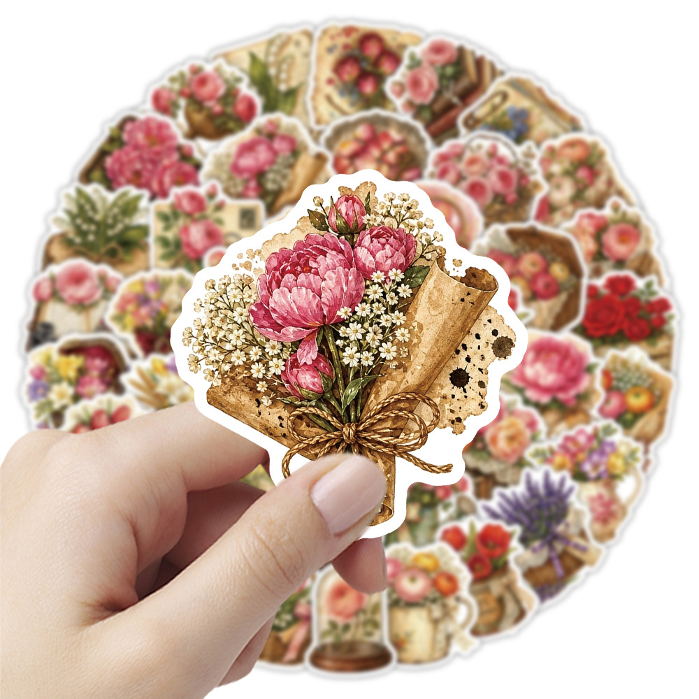50 قطعة ملصقات زهور عتيقة، ملص - مراجعة Dried Flower Bulk وسعره