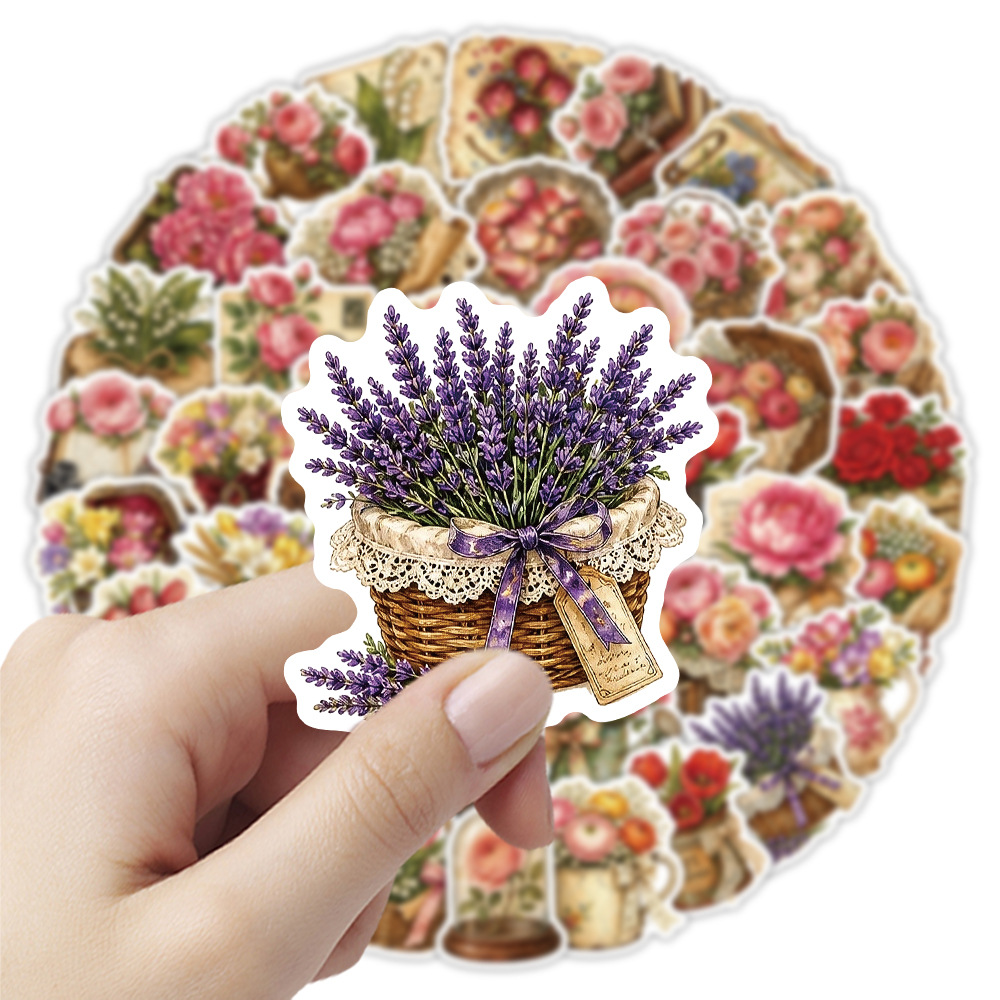 50 قطعة ملصقات زهور عتيقة، ملص - مراجعة Dried Flower Bulk وسعره