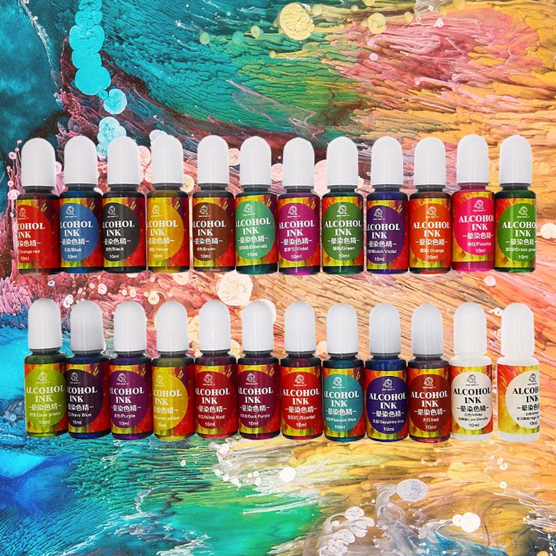 24 لون 10 مللي الفن الحبر الكح - مراجعة Resin Dye Alcohol وسعره
